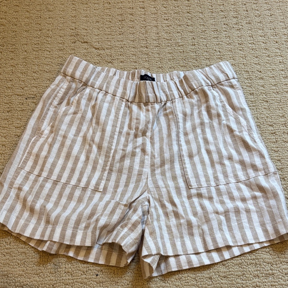J. Crew Beige and White Striped Women's Shorts